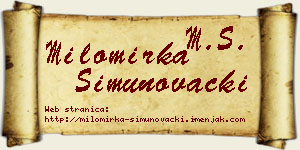 Milomirka Šimunovački vizit kartica